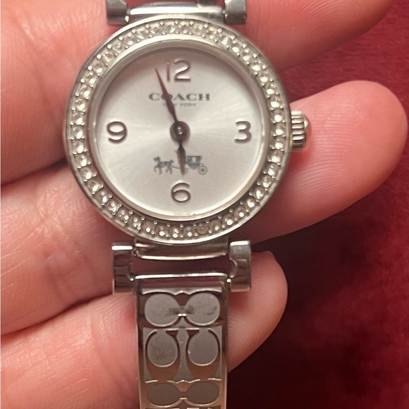 Coach Silver-Tone Smartwatch with Crystal Accents